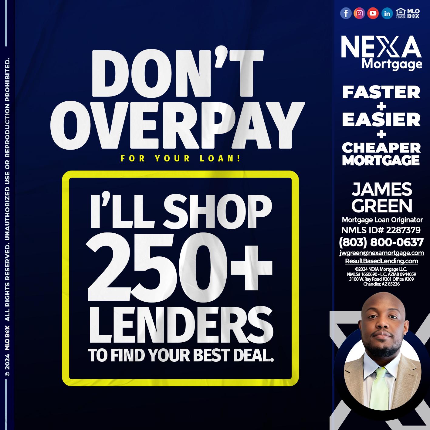 dont overpay - James Green -Mortgage Loan Originator