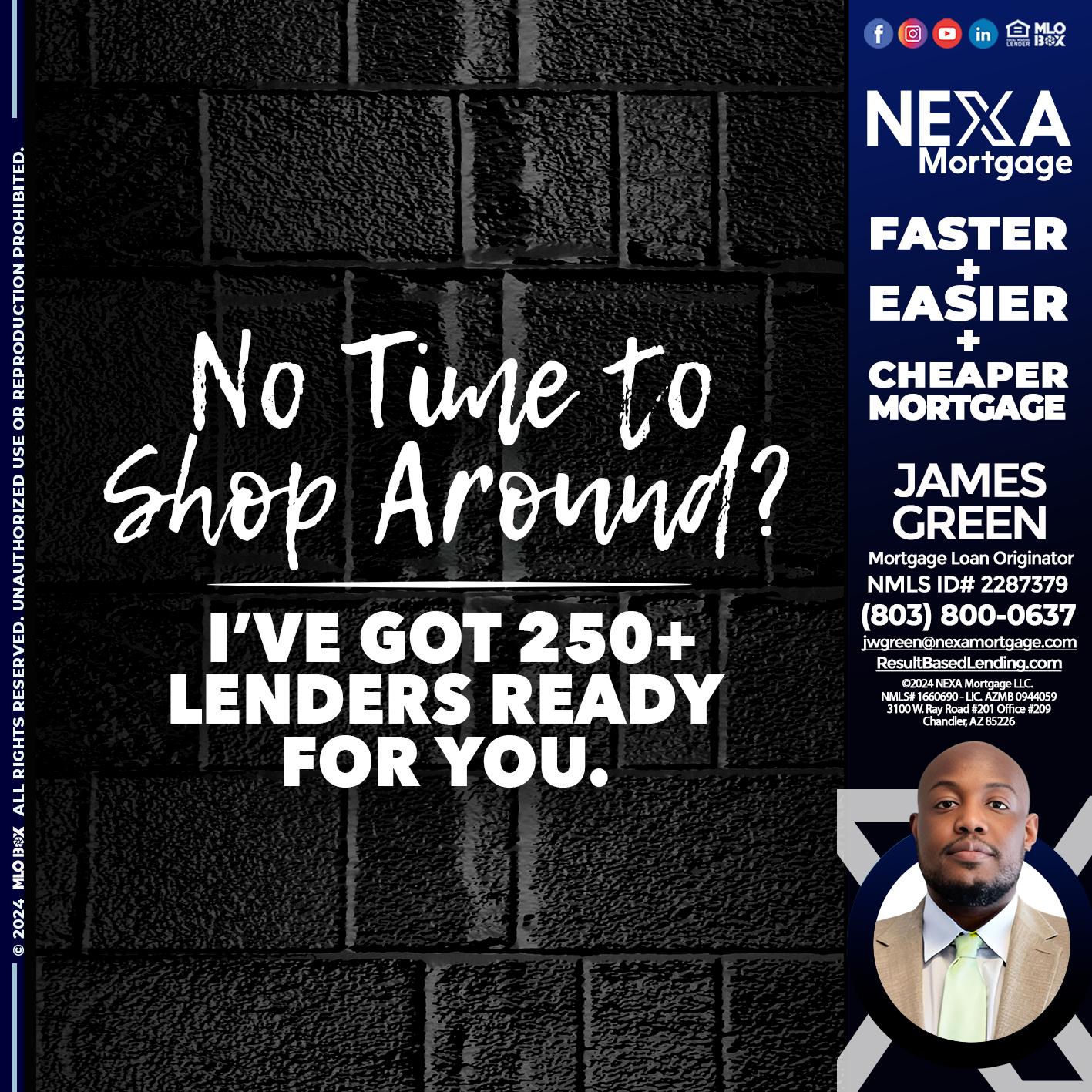 NI TIME TO SHOP AROUND - James Green -Mortgage Loan Originator