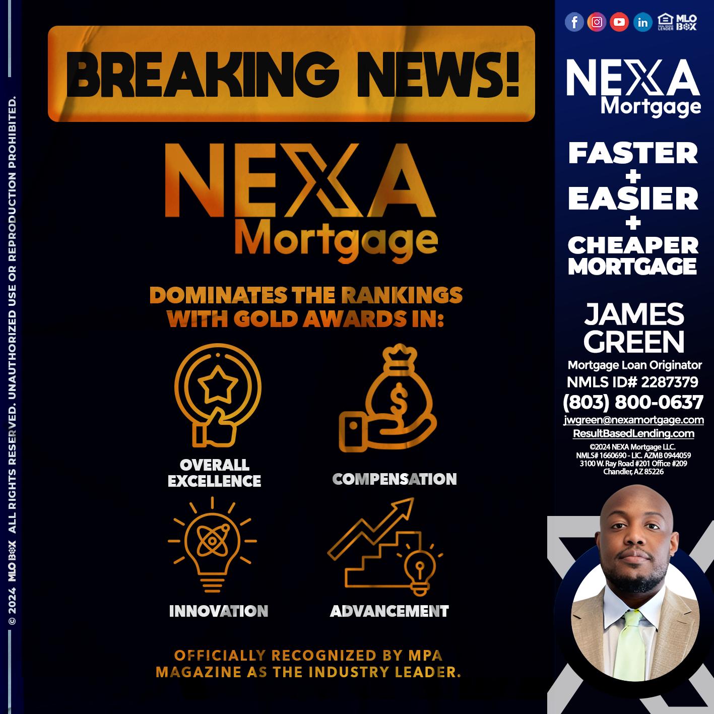 BREAKING NEWS - James Green -Mortgage Loan Originator