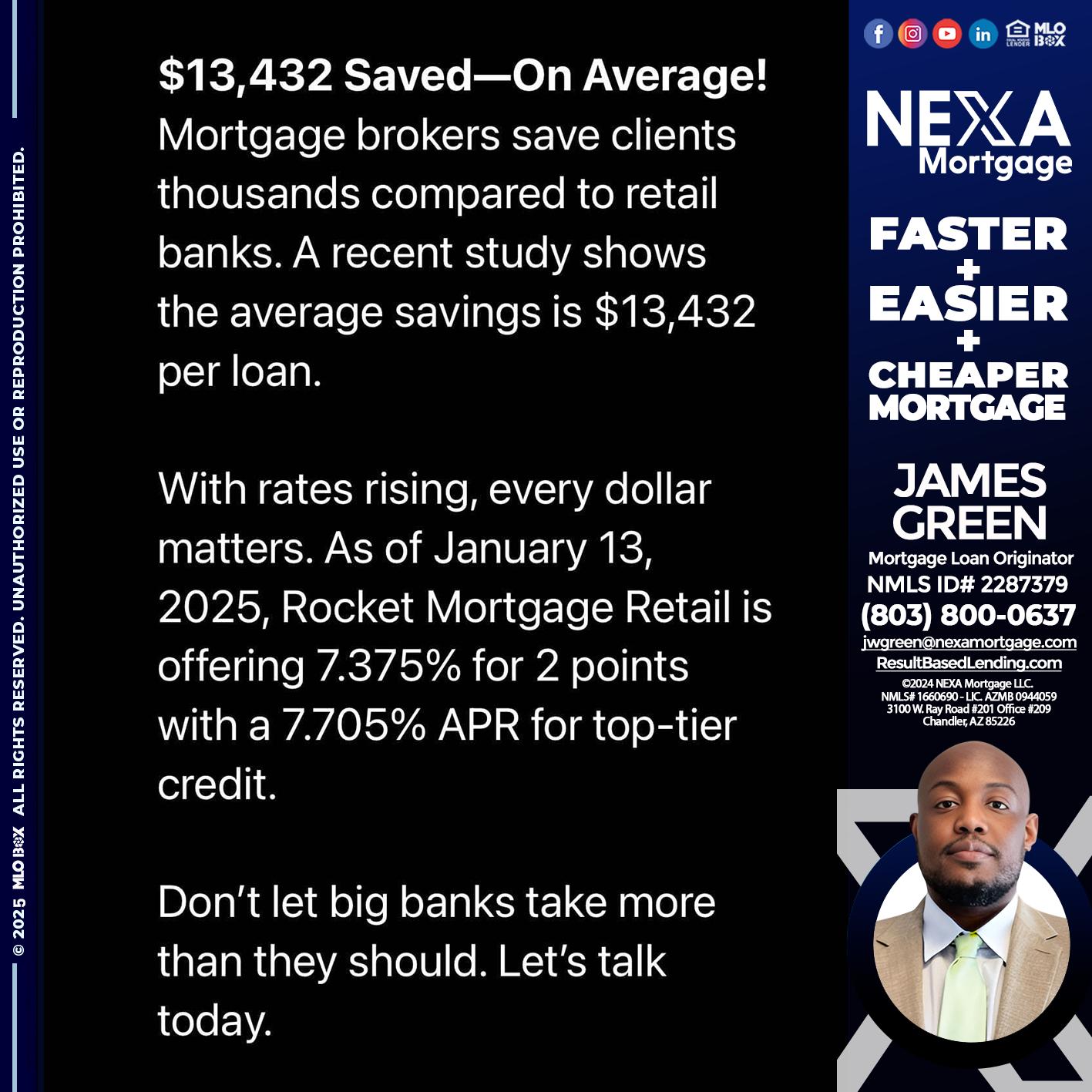 saved on average - James Green -Mortgage Loan Originator