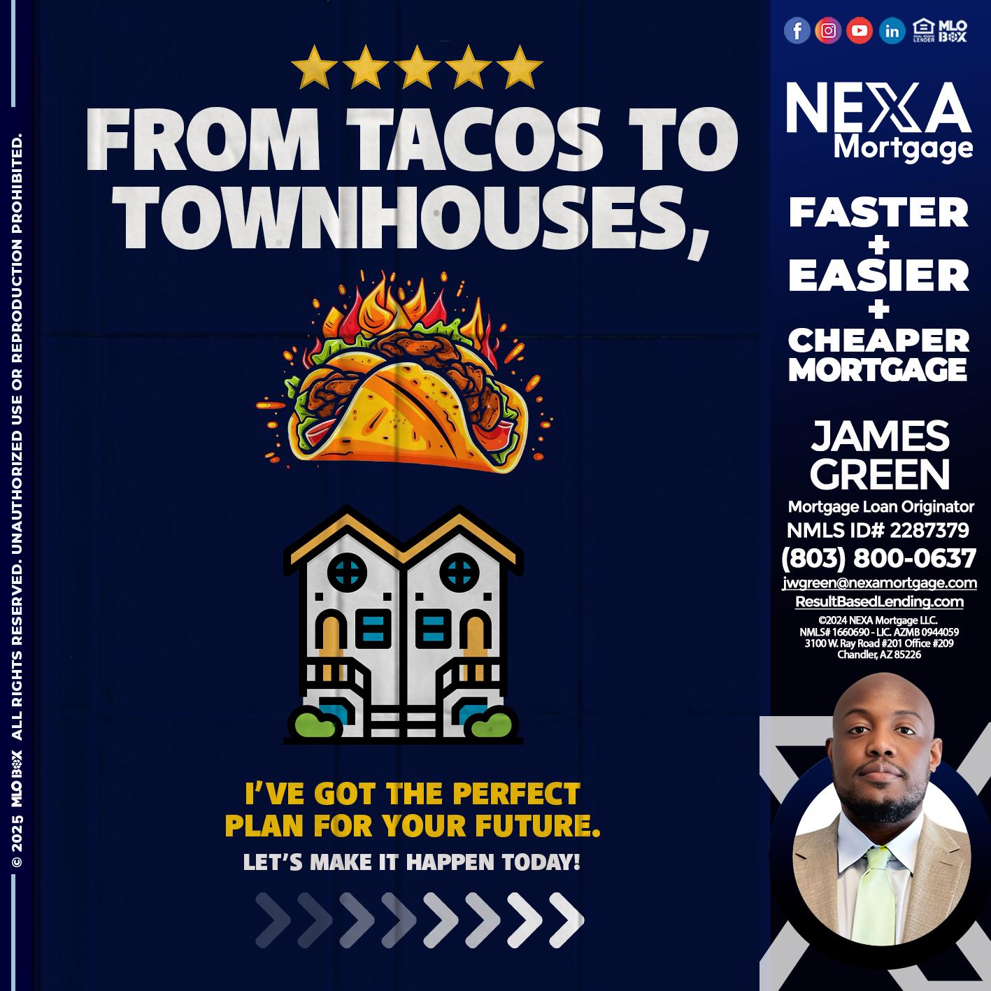 from tacos to townhomes - James Green -Mortgage Loan Originator