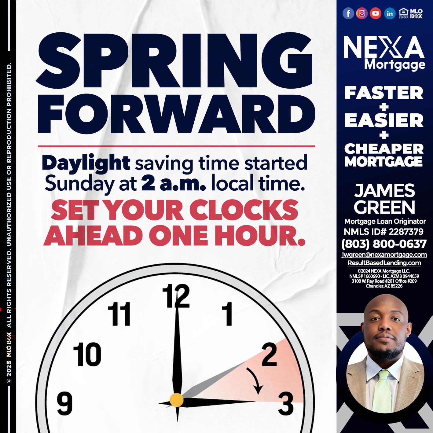 SPRING FORWARD - James Green -Mortgage Loan Originator