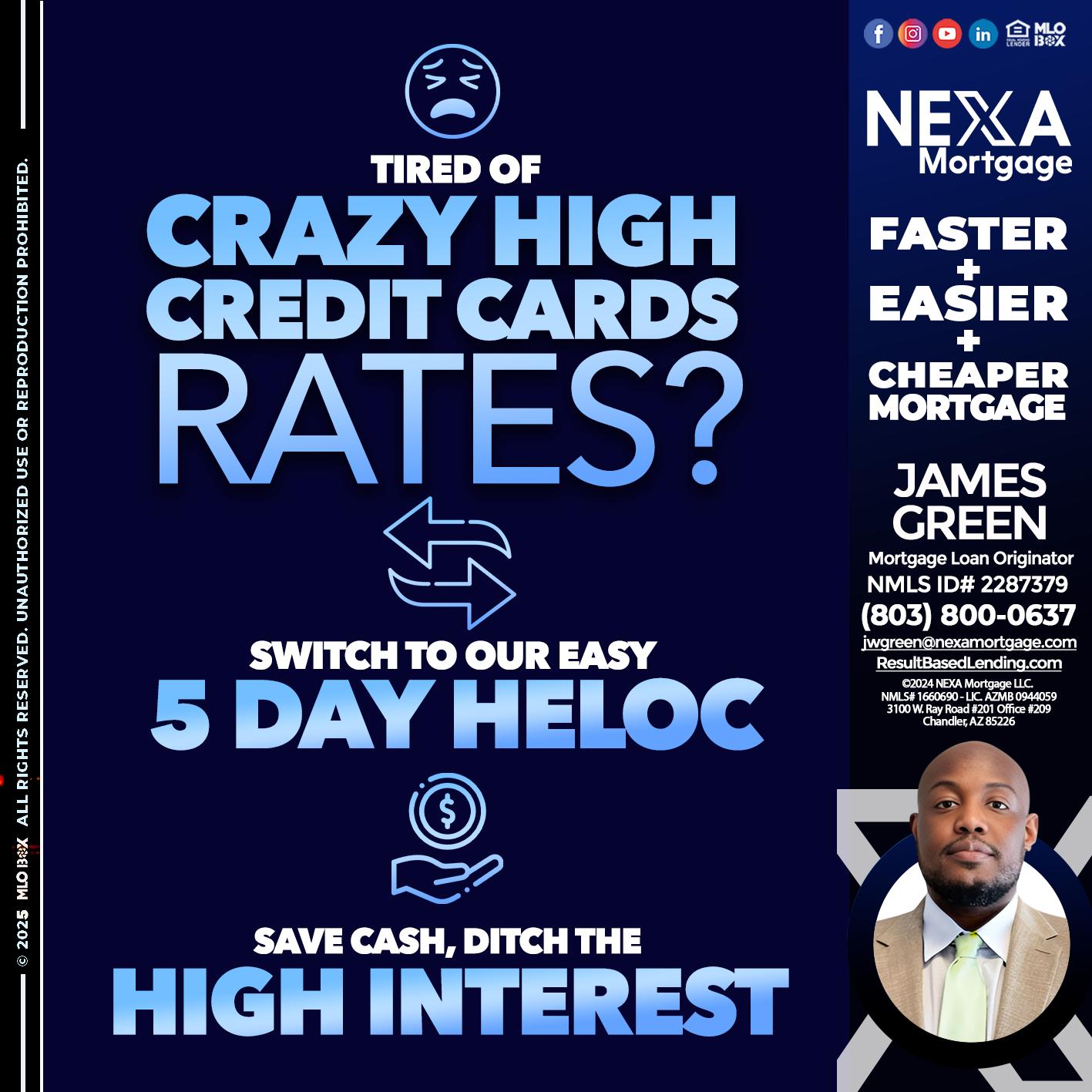 TIRED OF HIGH RATES - James Green -Mortgage Loan Originator