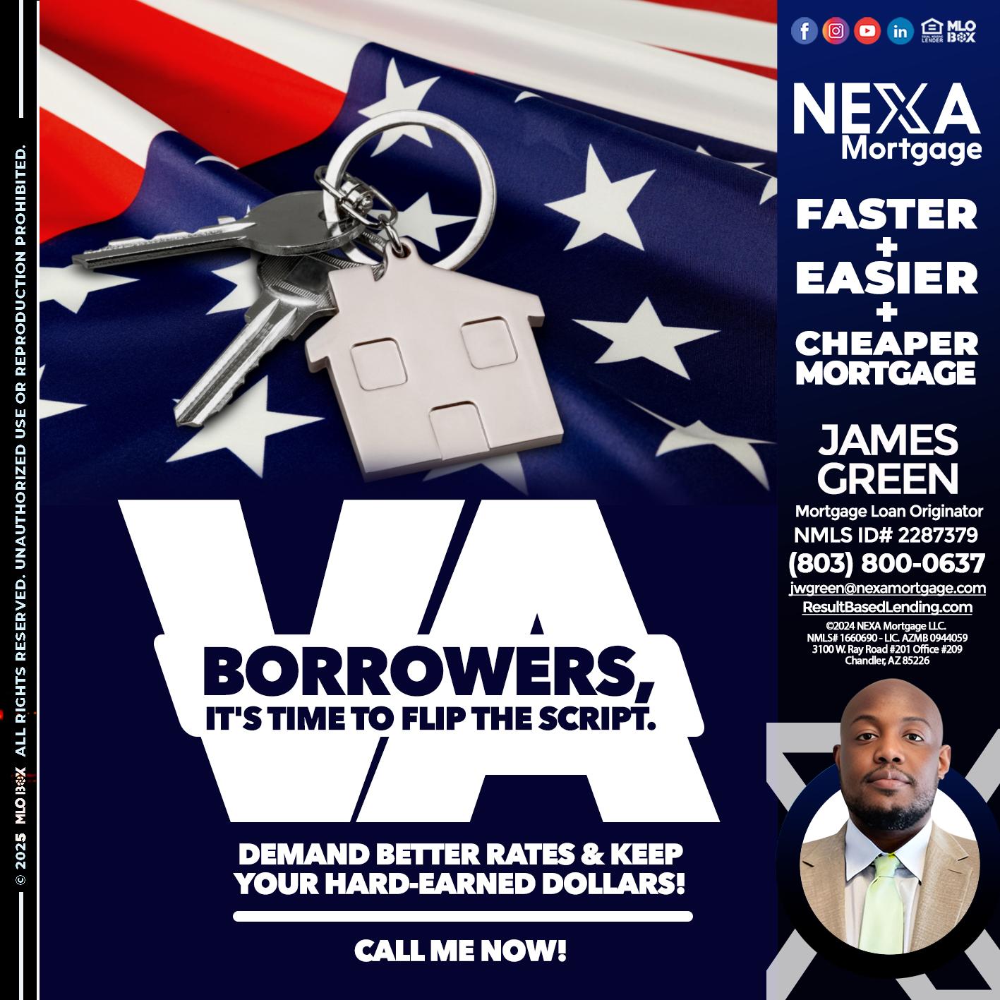 VA BORROWERS - James Green -Mortgage Loan Originator