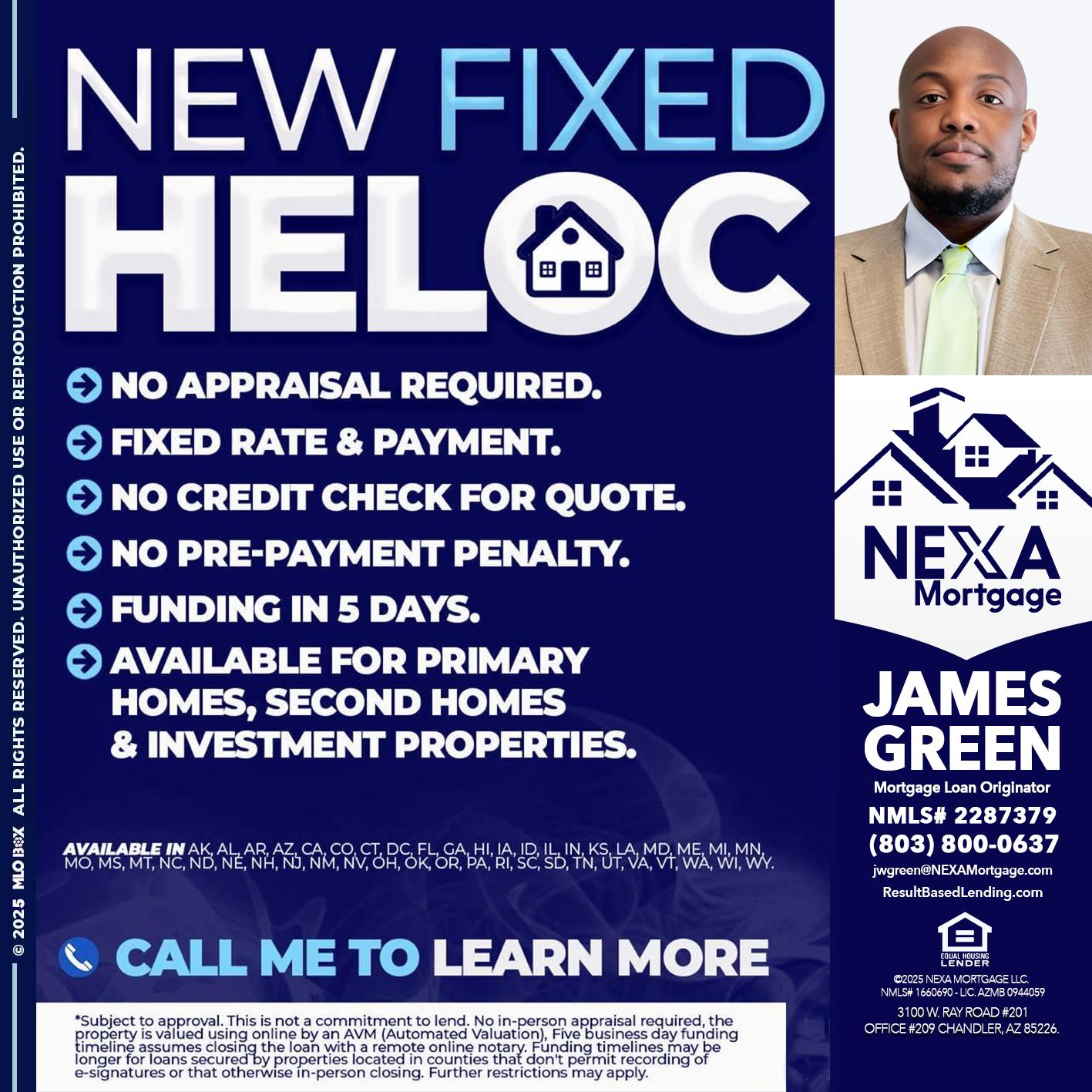 NEW FIXED HELOC - James Green -Mortgage Loan Originator