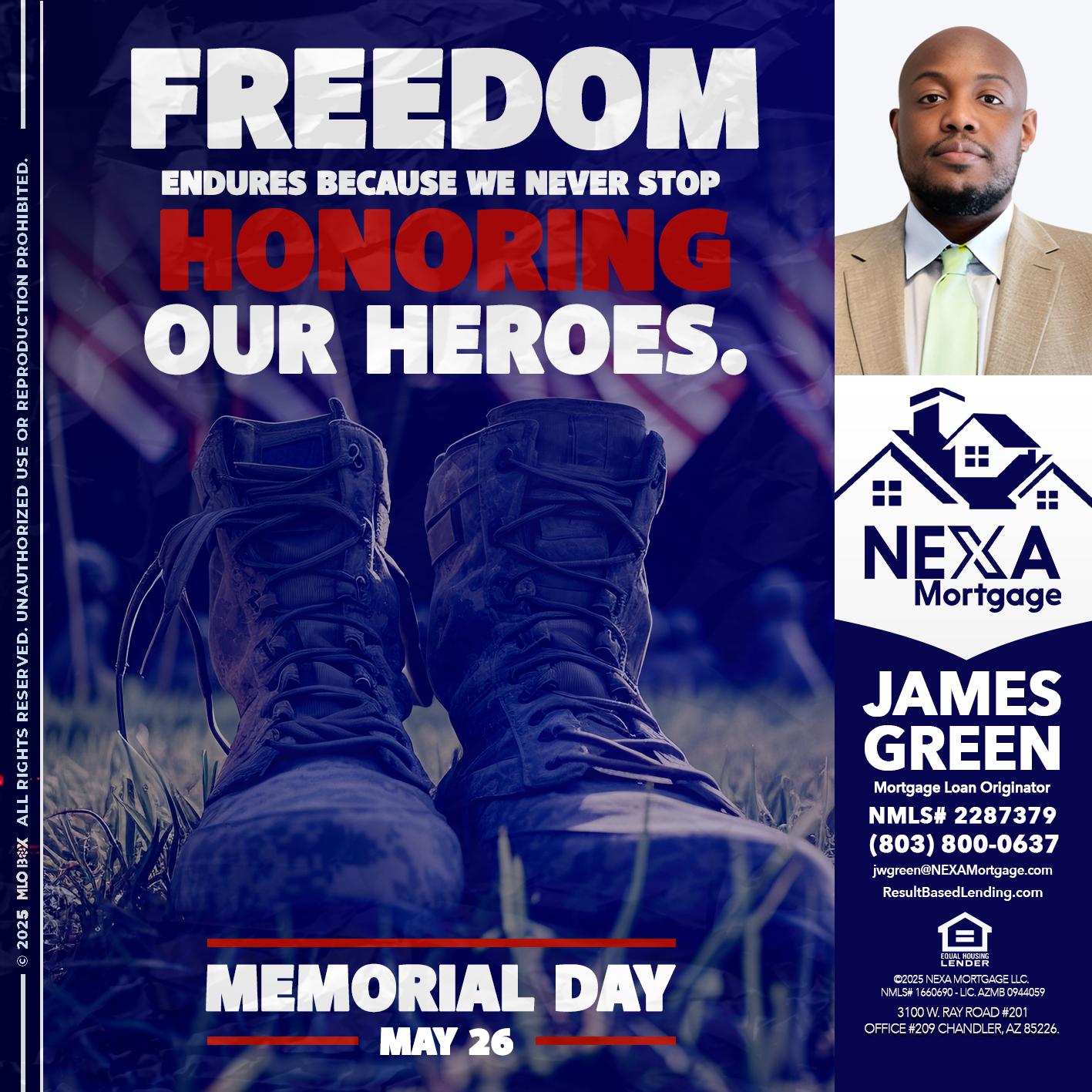Memorial Day - James Green -Mortgage Loan Originator