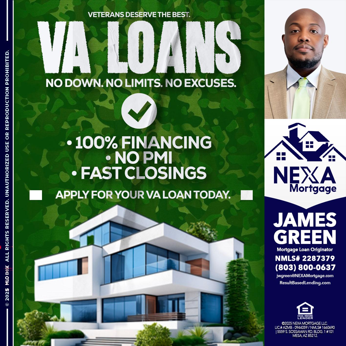 VA LOANS - James Green -Mortgage Loan Originator
