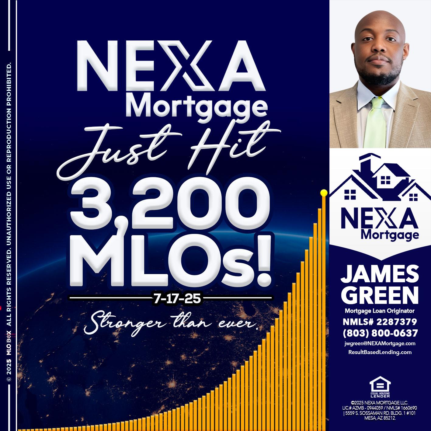 JUST HIT 3,200 MLOs - James Green -Mortgage Loan Originator
