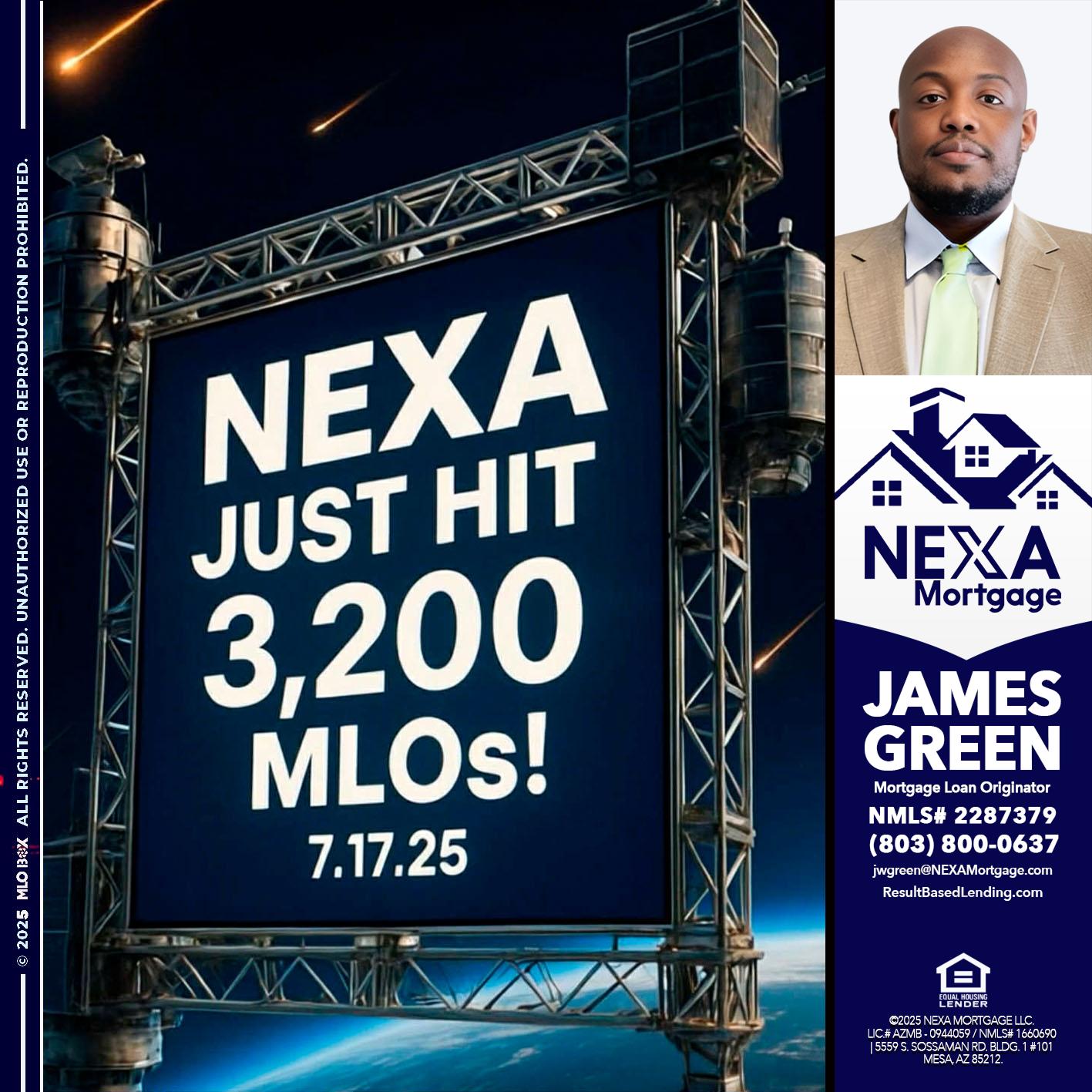 NEXA JUST HIT 3,200 - James Green -Mortgage Loan Originator
