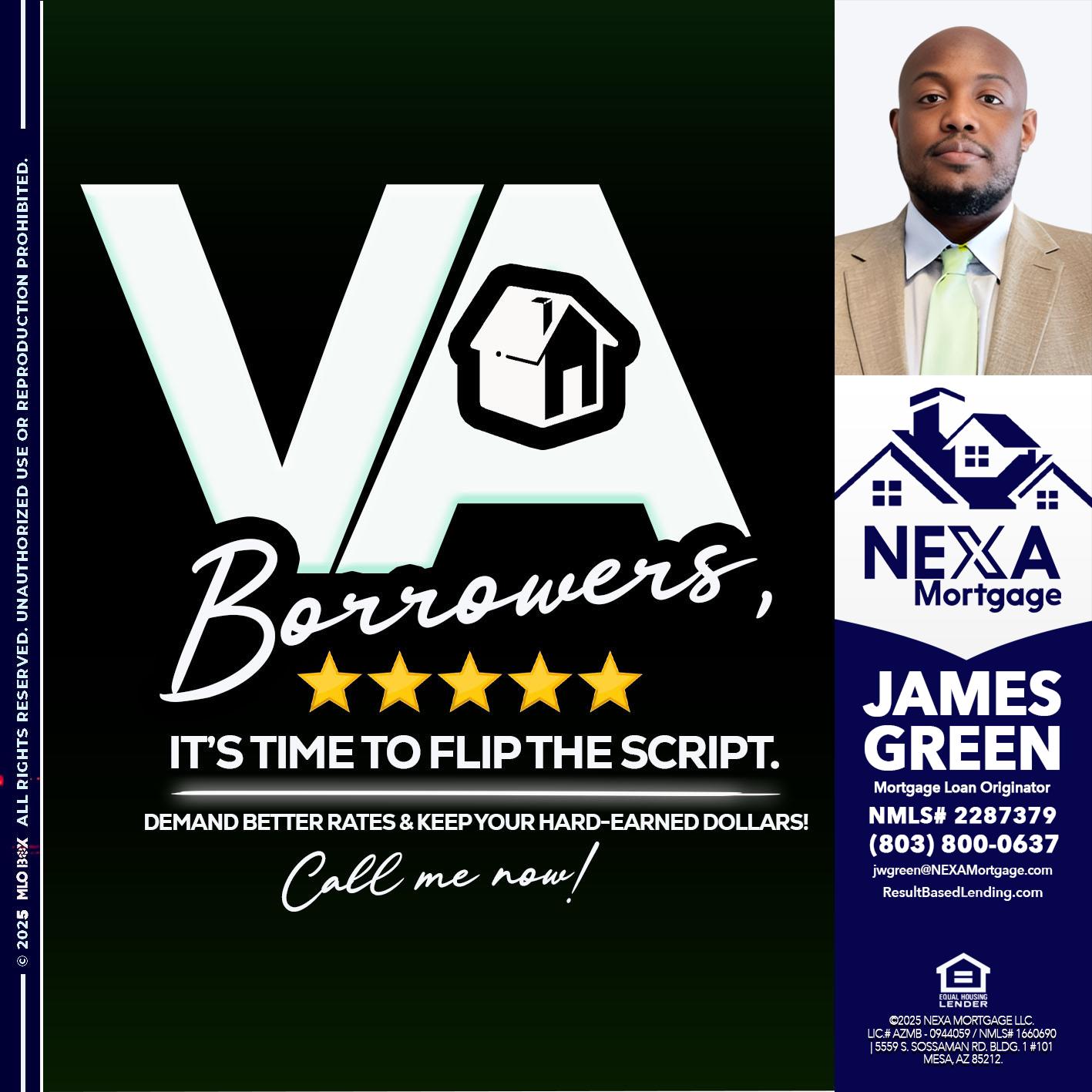 VA BORROWERS - James Green -Mortgage Loan Originator