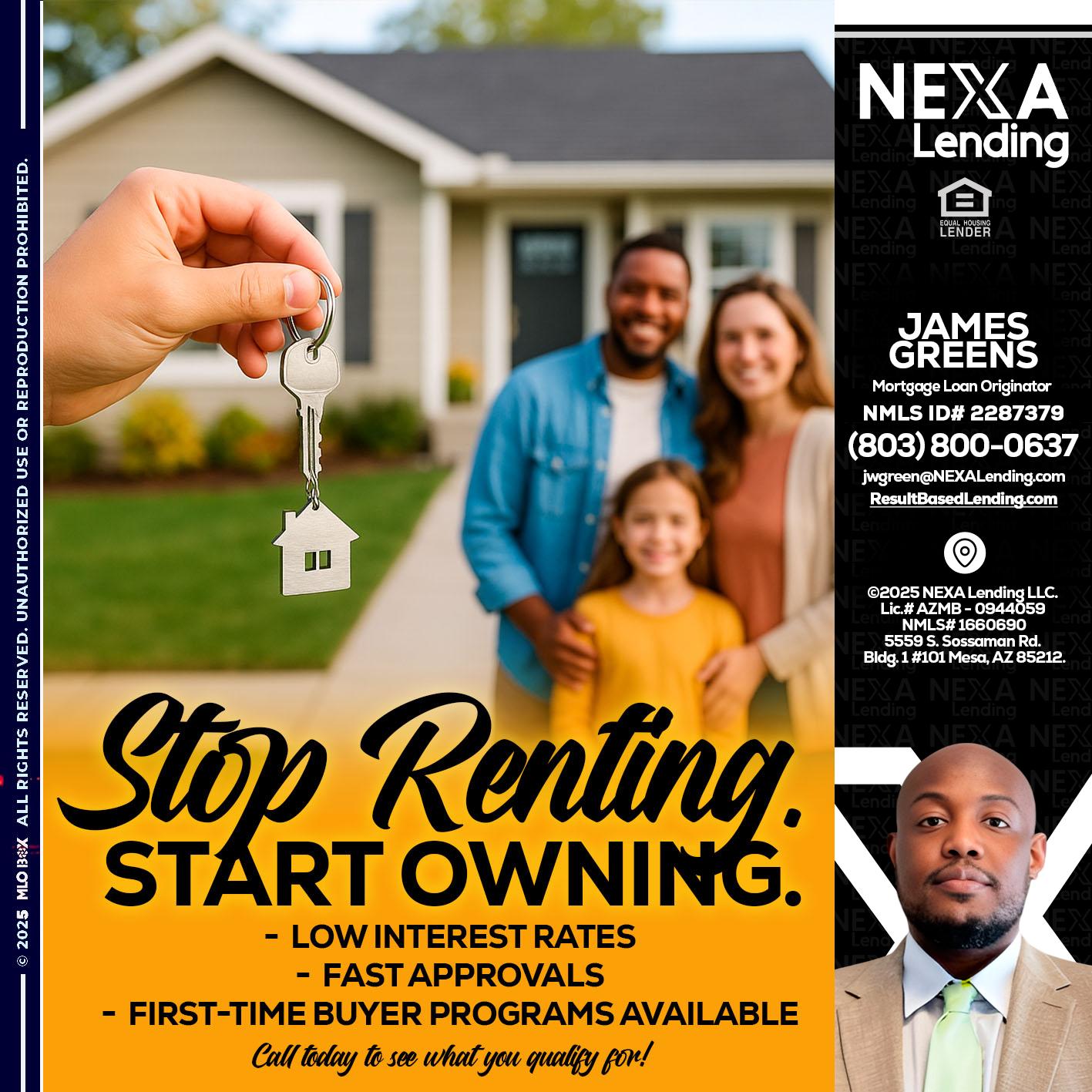 STOP RENTING - James Green -Mortgage Loan Originator