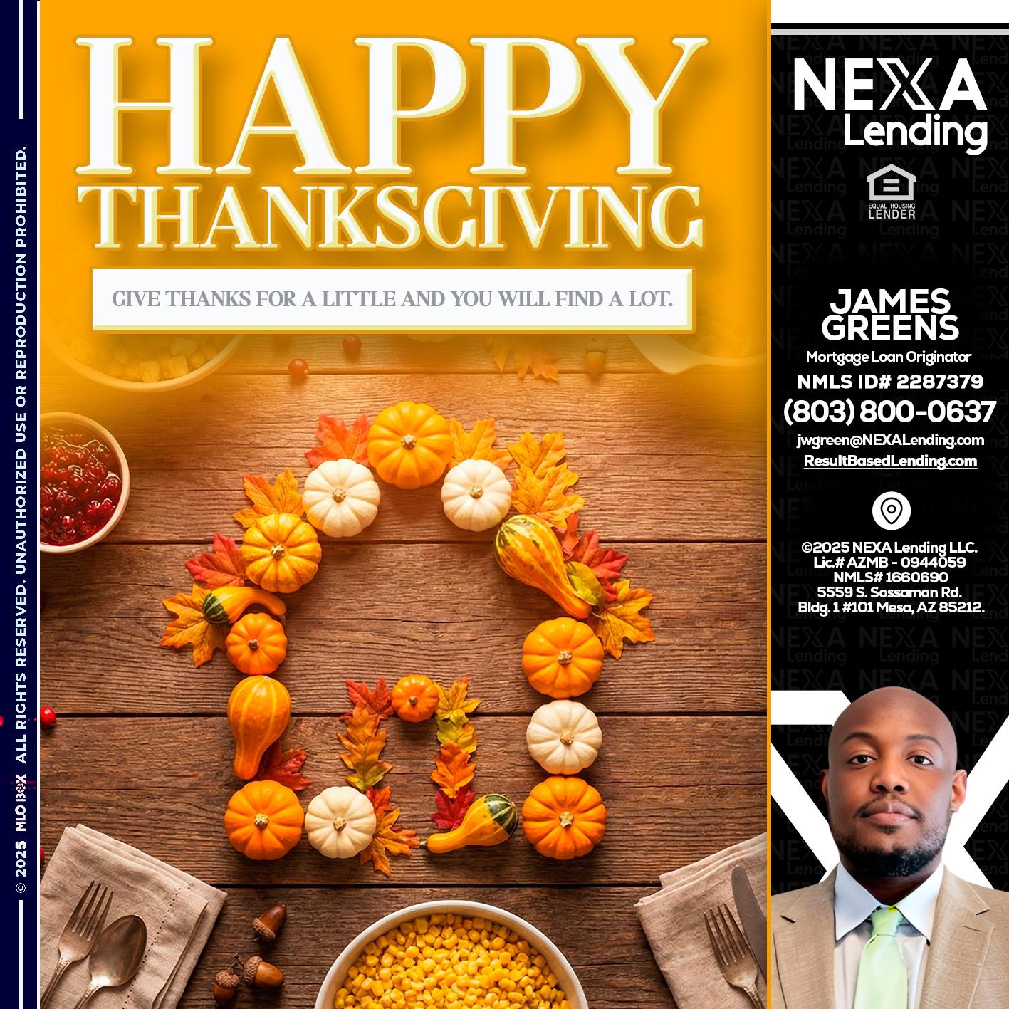 HAPPY THANKSGIVING - James Green -Mortgage Loan Originator